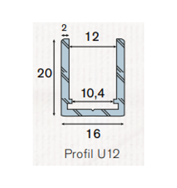 Profil U12 aluminium