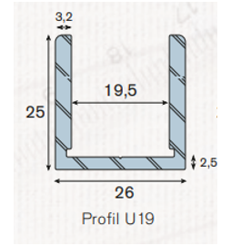 Profil U19 aluminium