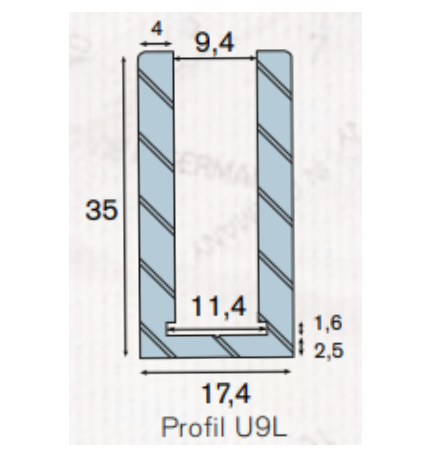 Profil U9L aluminium