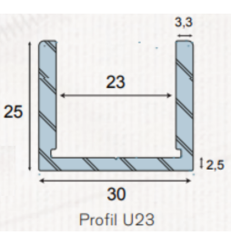 Profil U23 aluminium
