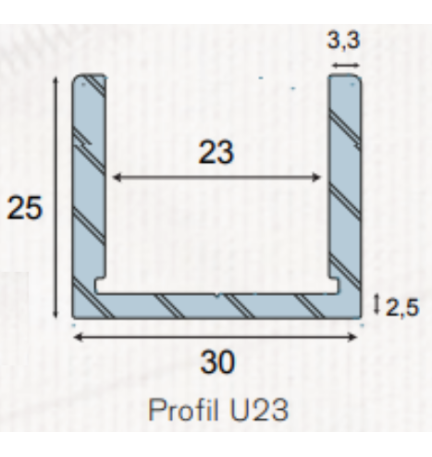 Profil U23 aluminium
